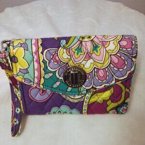 VERA BRADLEY Turn Lock Accordion Wallet/Wristlet Heather Paisley Purple Spring